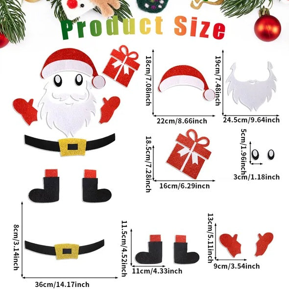 Christmas Door Stickers Self-Adhesive Snowman Santa Claus.