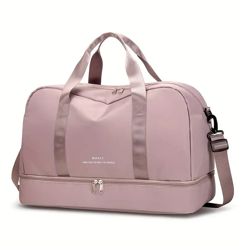 Sec aquí, mojado allá. Bolsa con compartimento impermeable + apertura XXL (≈39 L).