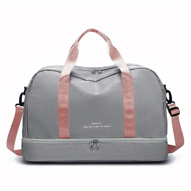 Bolsa de deporte para mujer con separación seco/húmedo — ligera, elegante y ultrapráctica