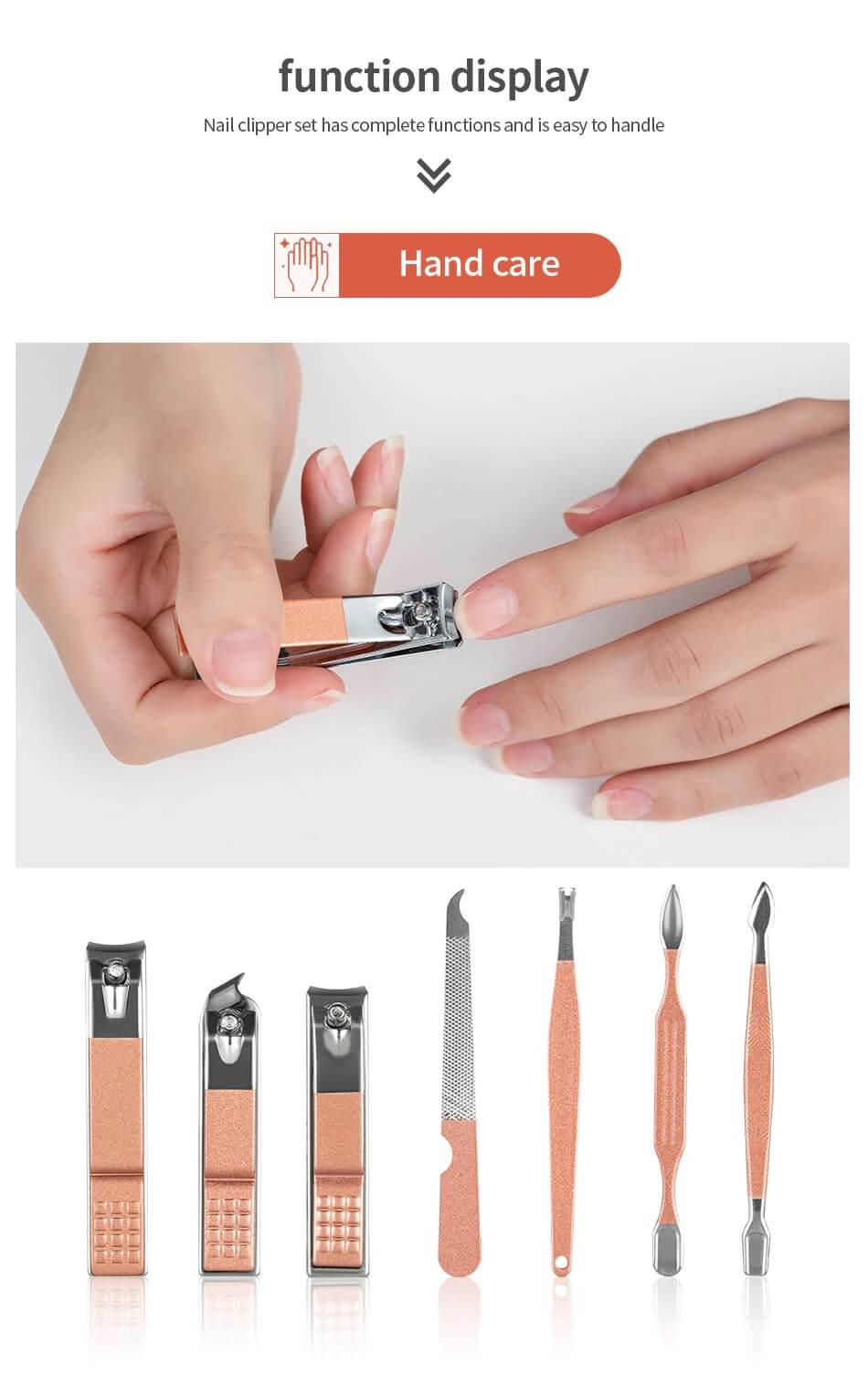 Stainless Steel Manicure and Pedicure Set, Portable Makeup Tools with Scissors, Nail Clippers and Eagle Hook